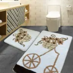 Akrilne 2-delne staze za kupatilo- Braon cvetovi korpa