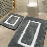 Akrilne 2-delne staze za kupatilo- Beli okvir tamno-siva