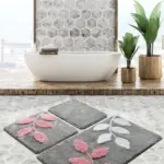 Akrilne 2-delne staze za kupatilo- Pink & white leaves