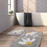 Akrilne 2-delne staze za kupatilo- White flowers