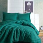 LUX 100 % Pamučni Saten- Stripe Petrolej