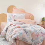 100 % Pamuk Singl Posteljina- Kimela Roze