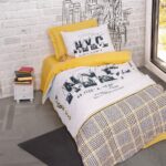 100 % Pamuk Singl Posteljina- Worldwide Senf