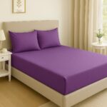 Čaršaf na lastiš + 2 Jastučnice - Ljubičasta