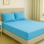 Čaršaf na lastiš + 2 Jastučnice - Svetlo Plava