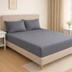 Čaršaf na lastiš + 2 Jastučnice - Tamno Siva