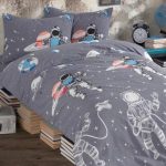 Dečija Singl Posteljina- Astronauti Siva
