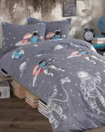 Dečija Singl Posteljina- Astronauti Siva