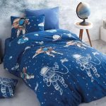 Dečija Singl Posteljina- Astronauti Teget